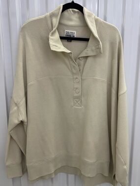 American Eagle Outfitters Cream Waffle Knit Pullover